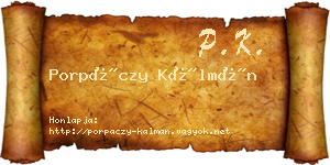 Porpáczy Kálmán névjegykártya